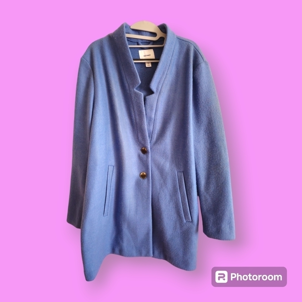 Old Navy Blue Oversized Soft-Brushed Button-Front Coat Size XL